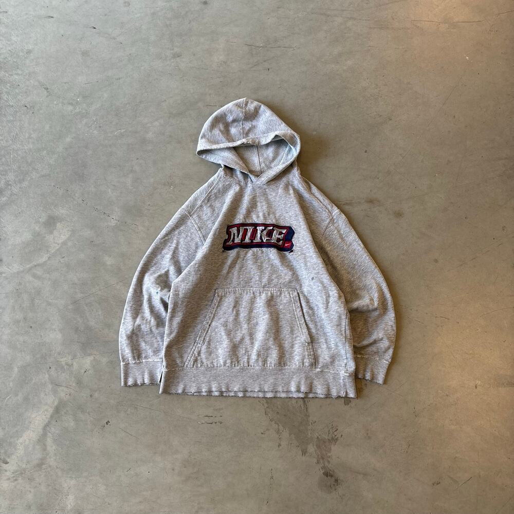 y2k vintage nike spellout embroidered thrashed hoodie